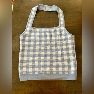Abercrombie & Fitch Light Blue and White Knit Halter